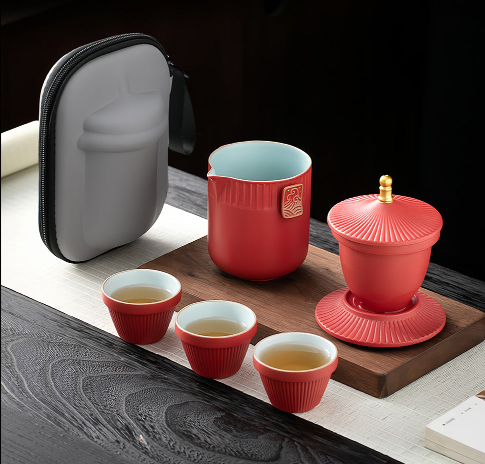 DIVEVOLK Ceramic Portable Traval Tea Set