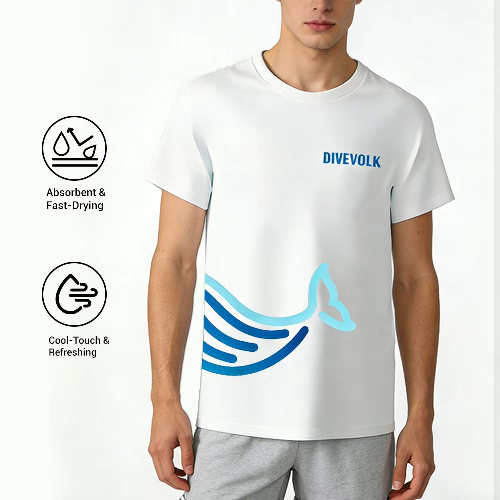 DIVEVOLK Camisetas ativas masculinas e Weman de secagem rápida com gola redonda
