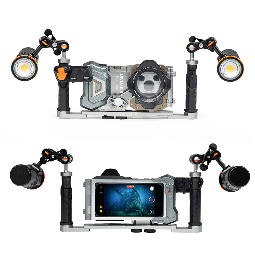 DIVEVOLK SeaTouch 4 Max Plus Комплект для глубокого погружения с двойной подсветкой для iPhone и большинства смартфонов Android, корпусом для погружения, водонепроницаемым чехлом для телефона