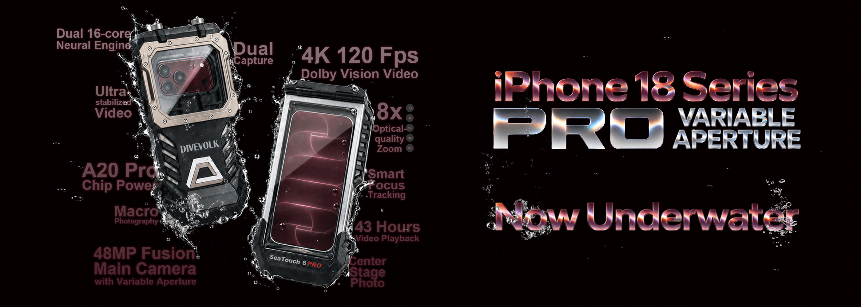 iphone 18 Pro Max waterproof phone case, diving housing