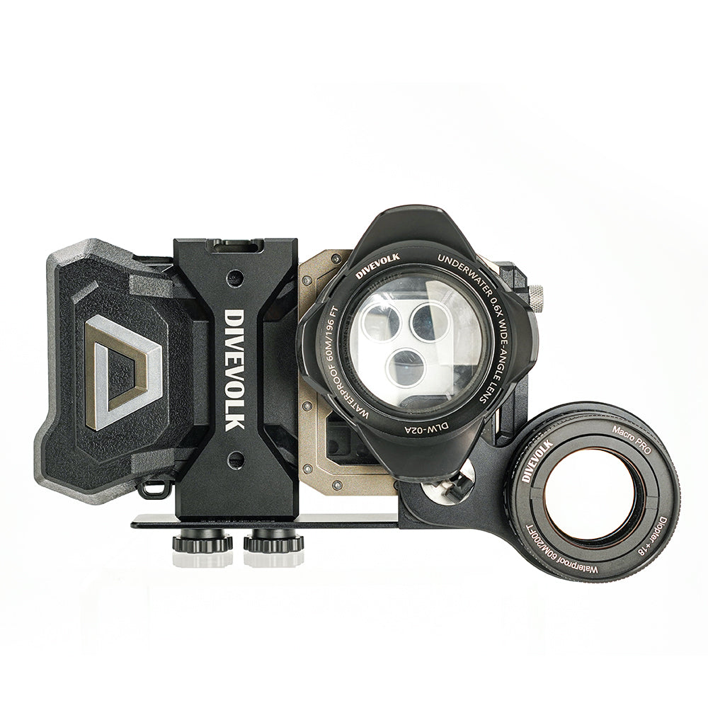 Morsetto di espansione Divevolk Seatouch 4 Max Plus con braccio adattatori da 67 mm per la fotografia subacquea