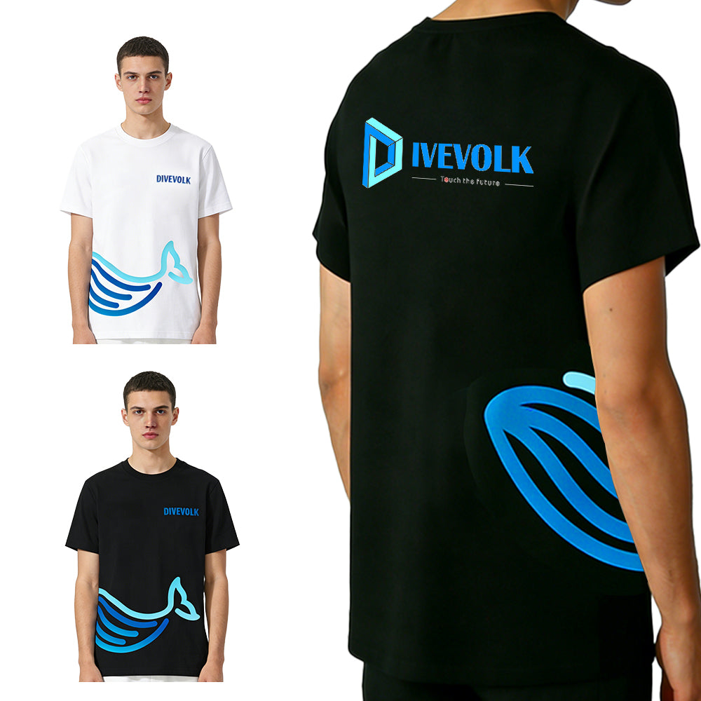 DIVEVOLK Camisetas ativas masculinas e Weman de secagem rápida com gola redonda