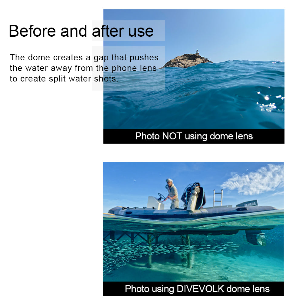 SeaTouch 4 Max dome lens: Before & after underwater shot.