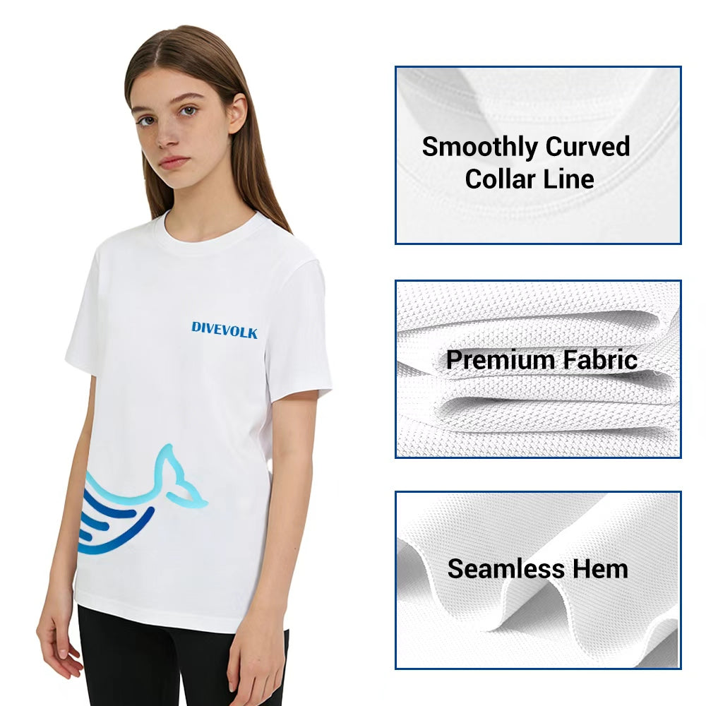 DIVEVOLK Camisetas ativas masculinas e Weman de secagem rápida com gola redonda