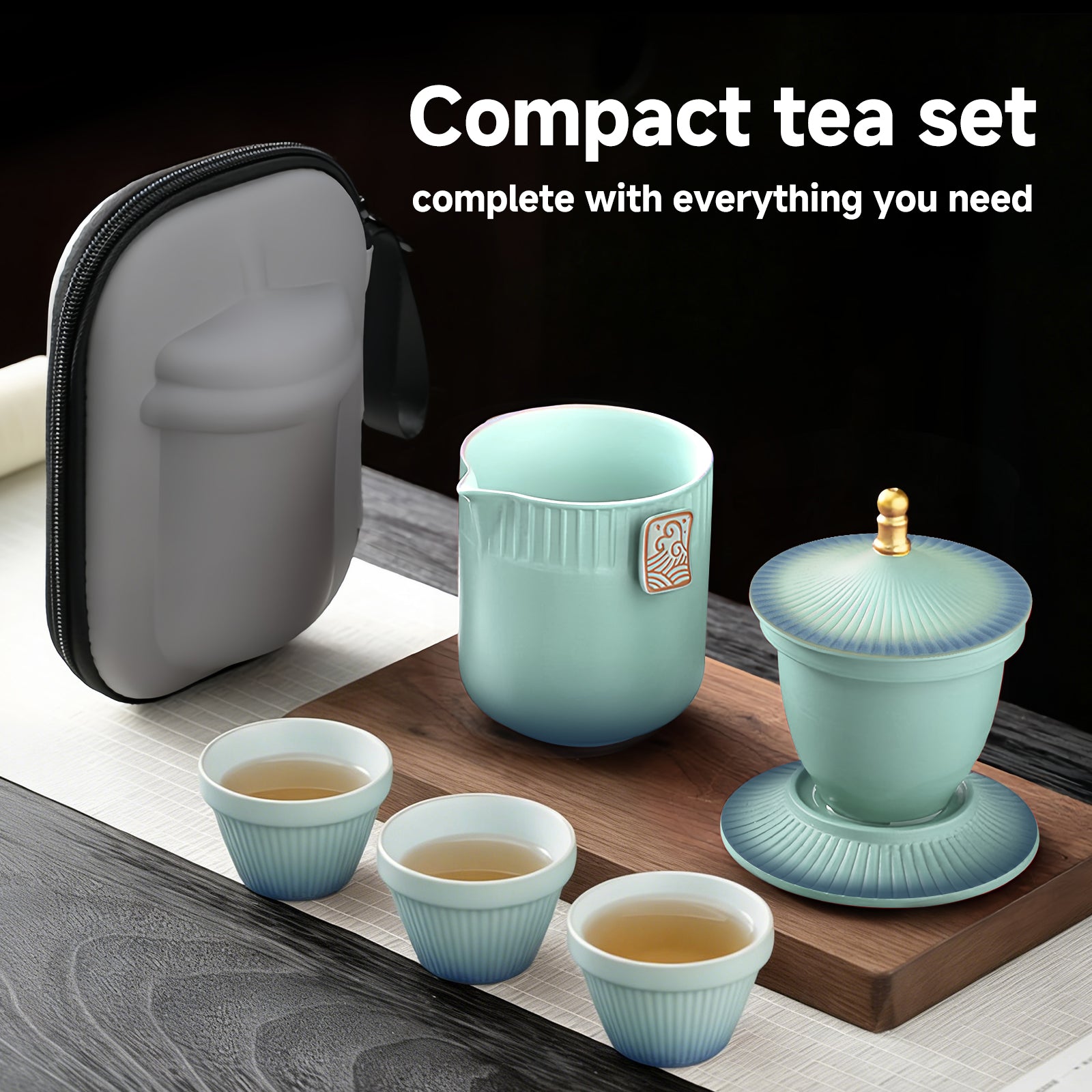 DIVEVOLK Ceramic Portable Traval Tea Set