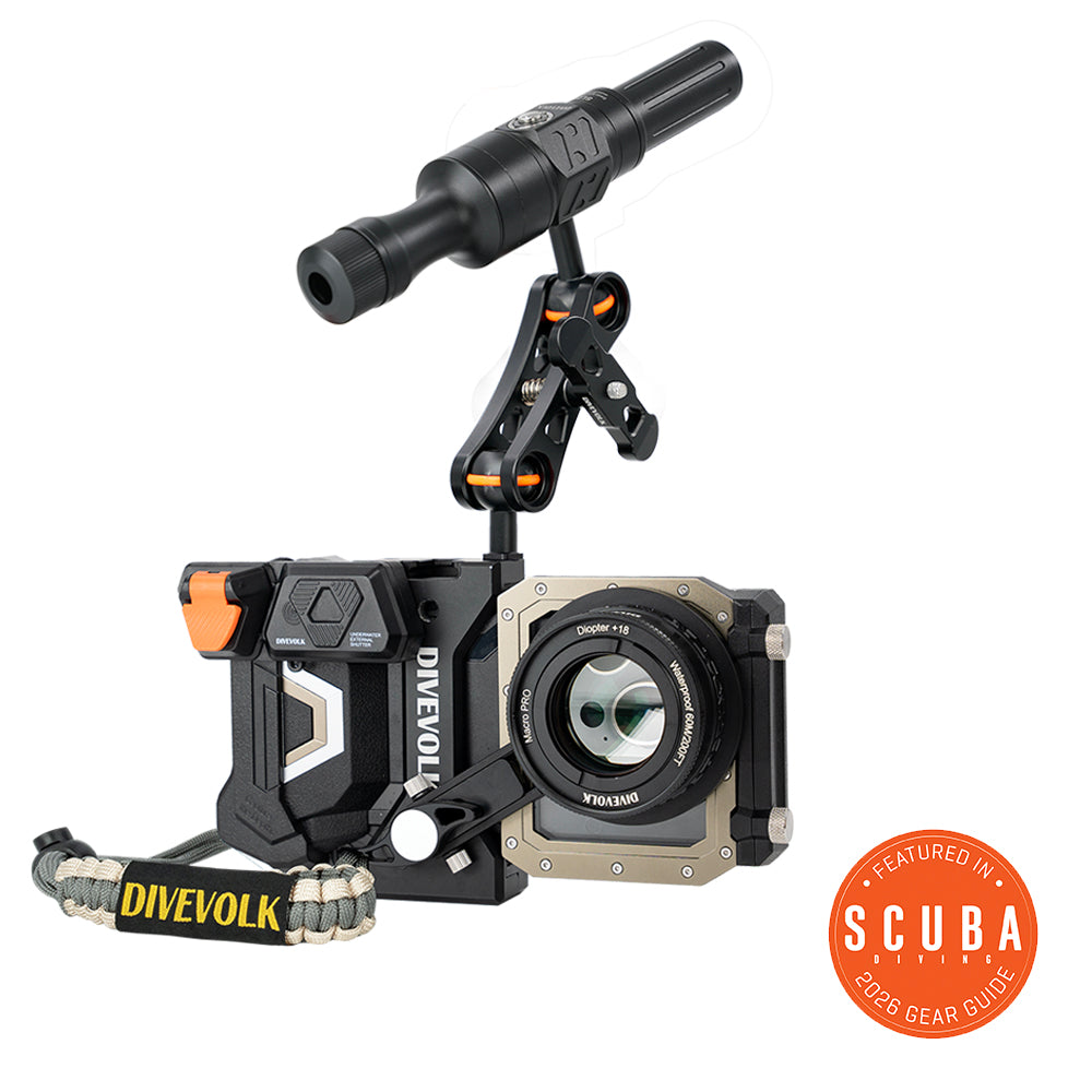 DIVEVOLK SeaTouch 4 MAX PLUS Underwater Advance Macro kit for iPhone and most Android, macro photography dive housing macro +18 diopter lens, underwater torch light, ball arm mount, scuba diving phone camera photography kit 2026 SCUBA GEAR GUIDE