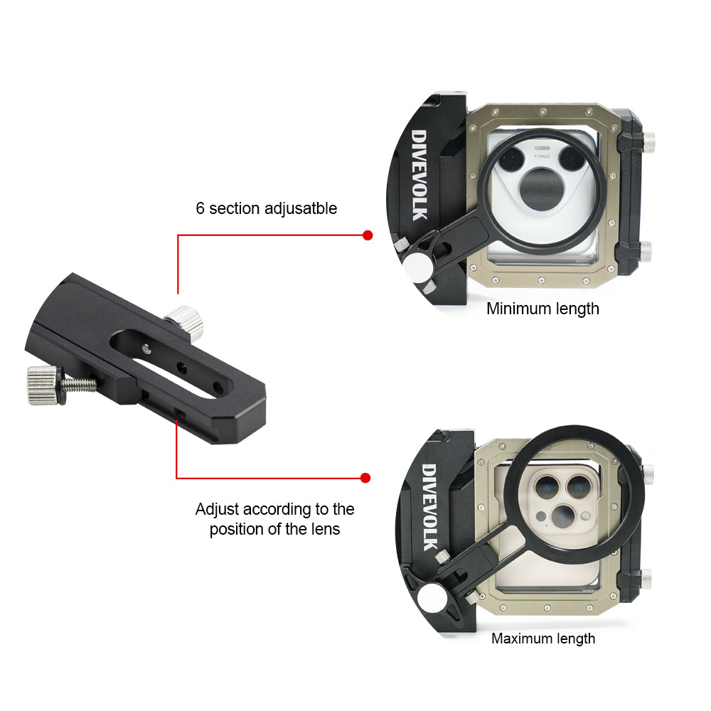Divevolk SeaTouch 4 Max Plus Clamp with 67mm Adapter,adjustable.