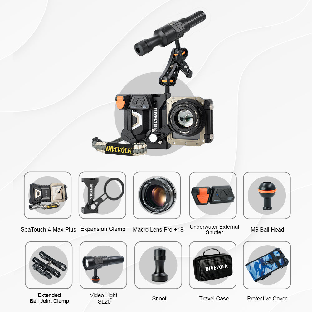 DIVEVOLK SeaTouch 4 MAX PLUS Underwater Advance Macro kit for iPhone and most Android, packing list
2026 SCUBA GEAR GUIDE
