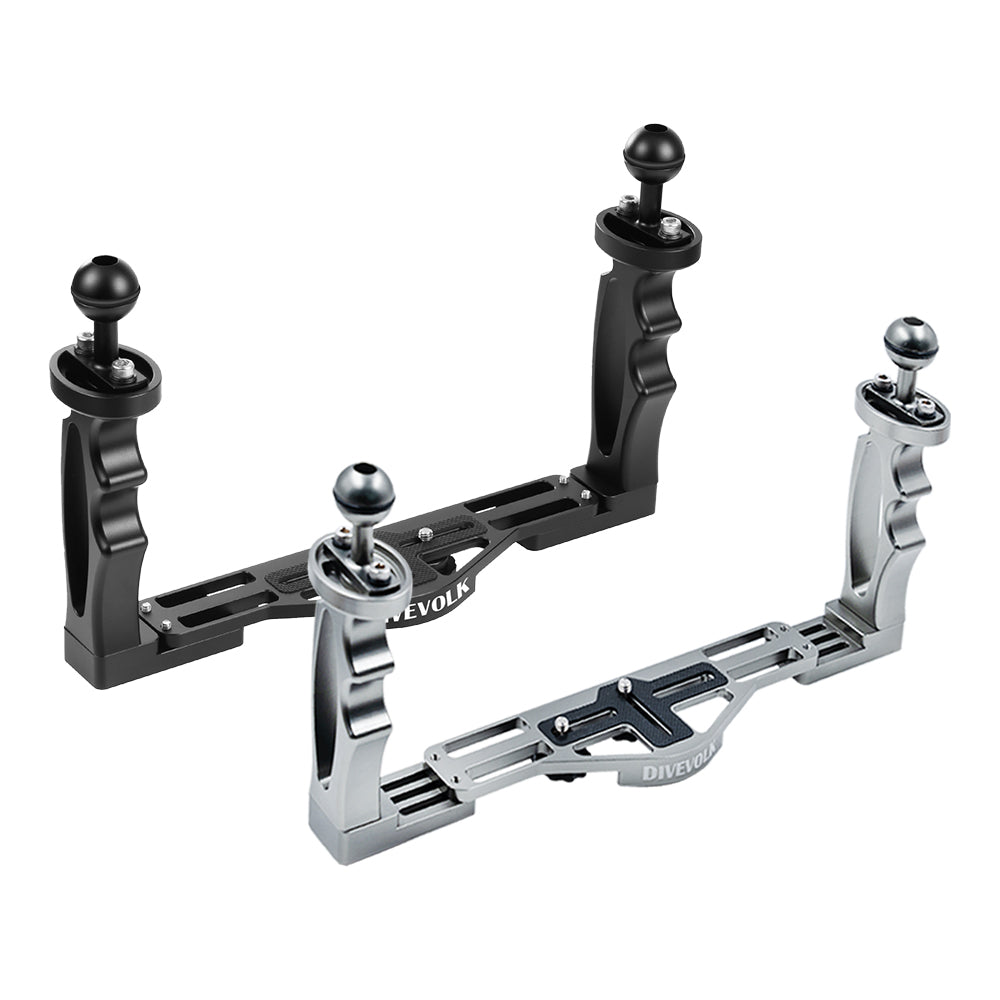 DiveVolk dual handle tray for stable underwater filming.