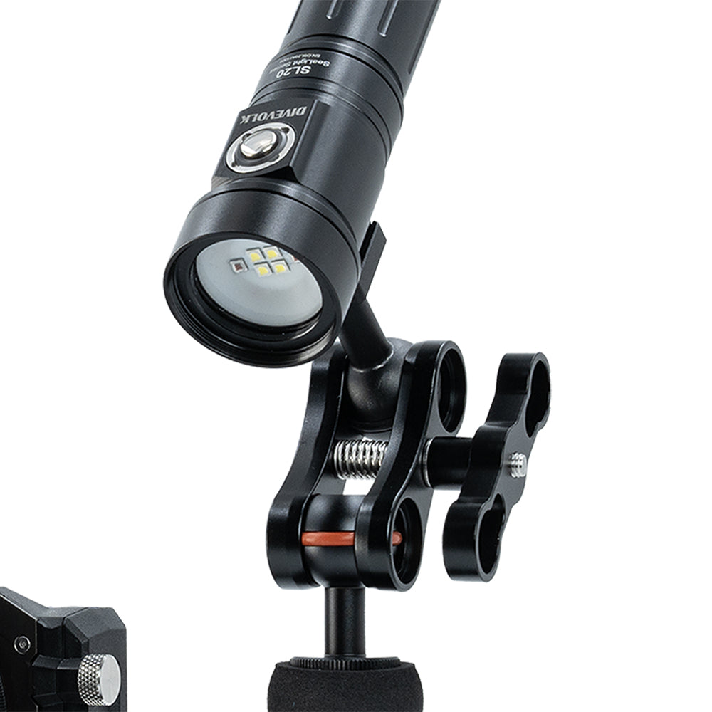 DiveVolk underwater light with ball joint clamp