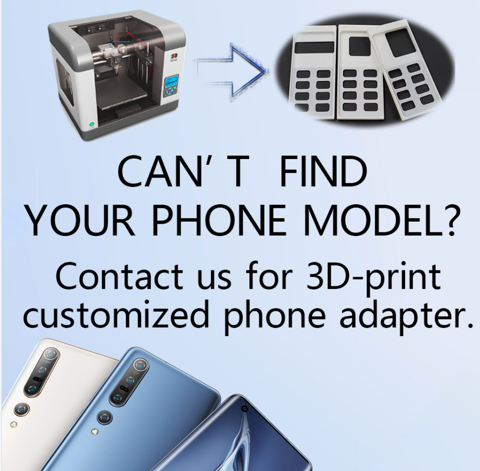 Graphic asking 'Can't Find Your Phone Model?' and showing a 3D printer with a custom DIVEVOLK adapter.