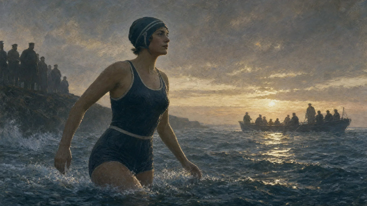 gertrude ederle channel swim illustration