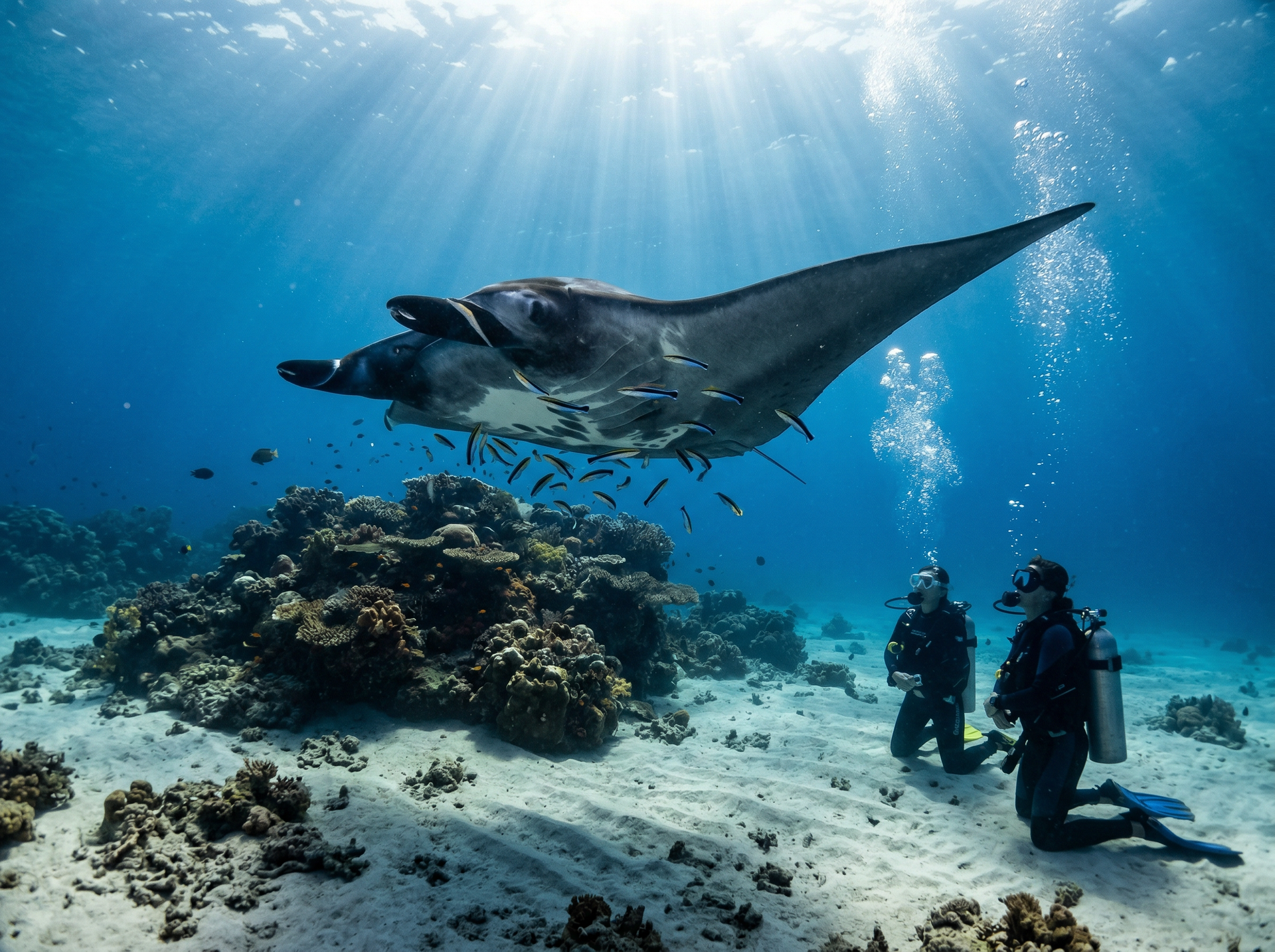 Scuba diver at Lakshadweep coral reef wall — luxury dive package India | Safari Sutra Holidays