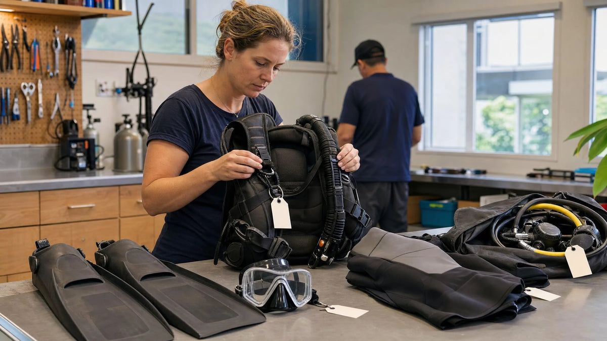 scuba gear donation sorting