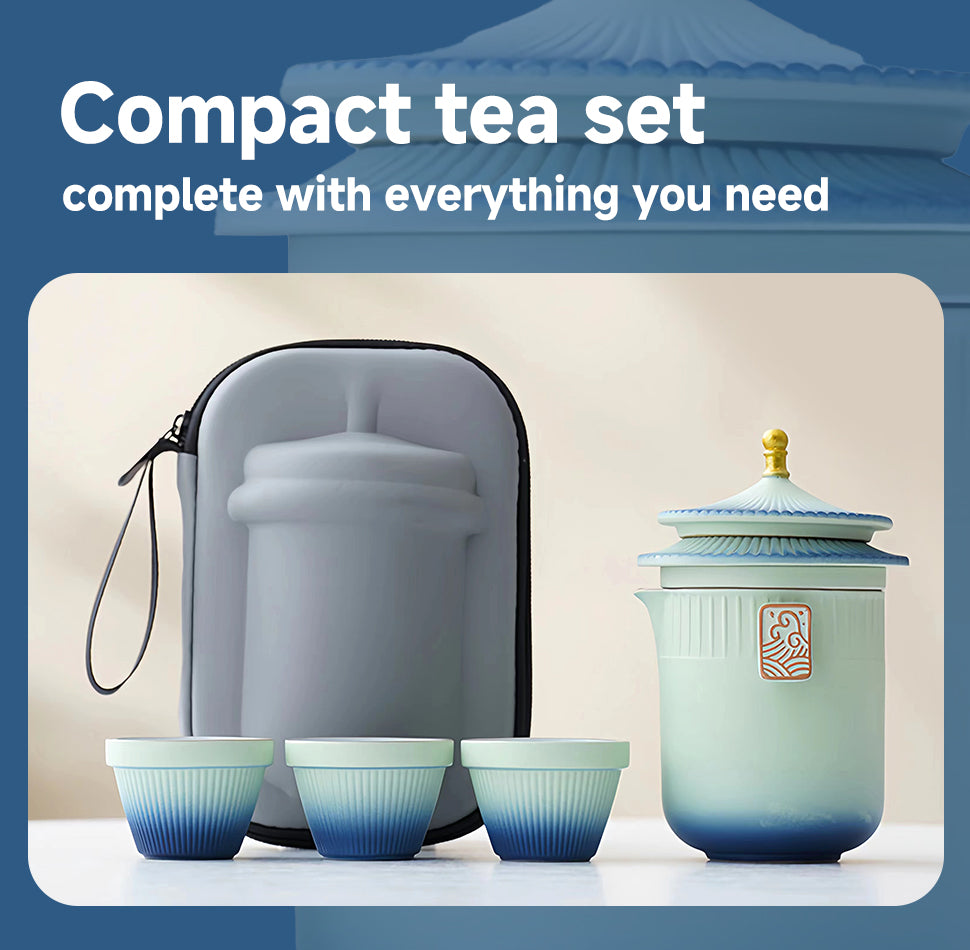 DIVEVOLK Ceramic Portable Traval Tea Set