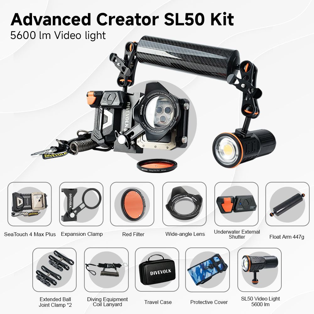 SeaTouch 4 Max Plus Advanced Creator SL50 Kit with underwater photography dive light and wet lens