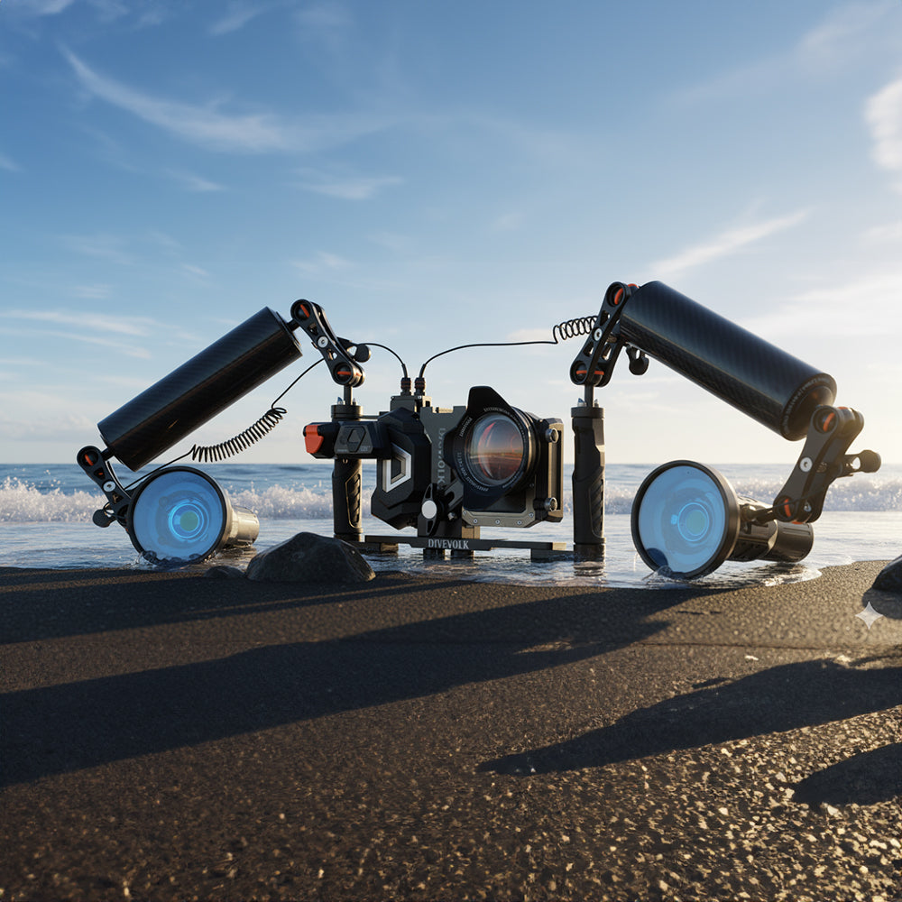 DiveVolk underwater photo gear with Extended Ball Joint Clamp