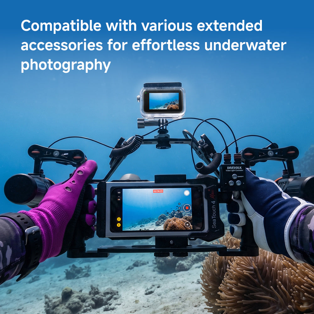 DIVEVOLK Overhead Cage Extension Bar | Aluminum Dual Handle Tray Top Expansion Crossbar for DIVEVOLK Underwater Housing