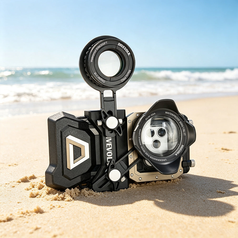 DiveVolk Seatouch 4 Max Plus with underwater photography setup
