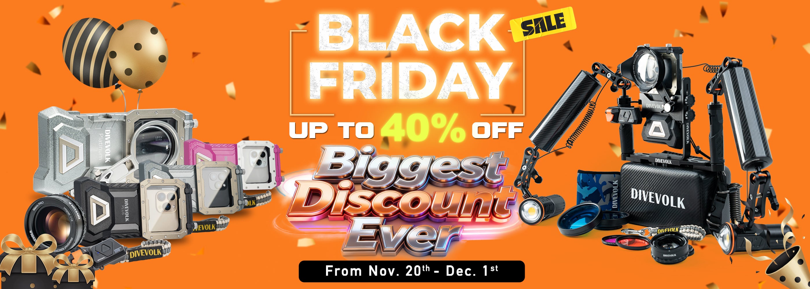 DIVEVOLK Black Friday Sale big discount for underwater smartphone housing, iphone diving case, the best underwater camera