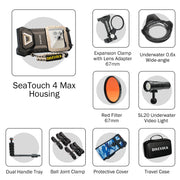 DIVEVOLK SeaTouch 4 MAX Creator Kit /  including 2000 Lumen dive light and single dual handle tray for diving phone case