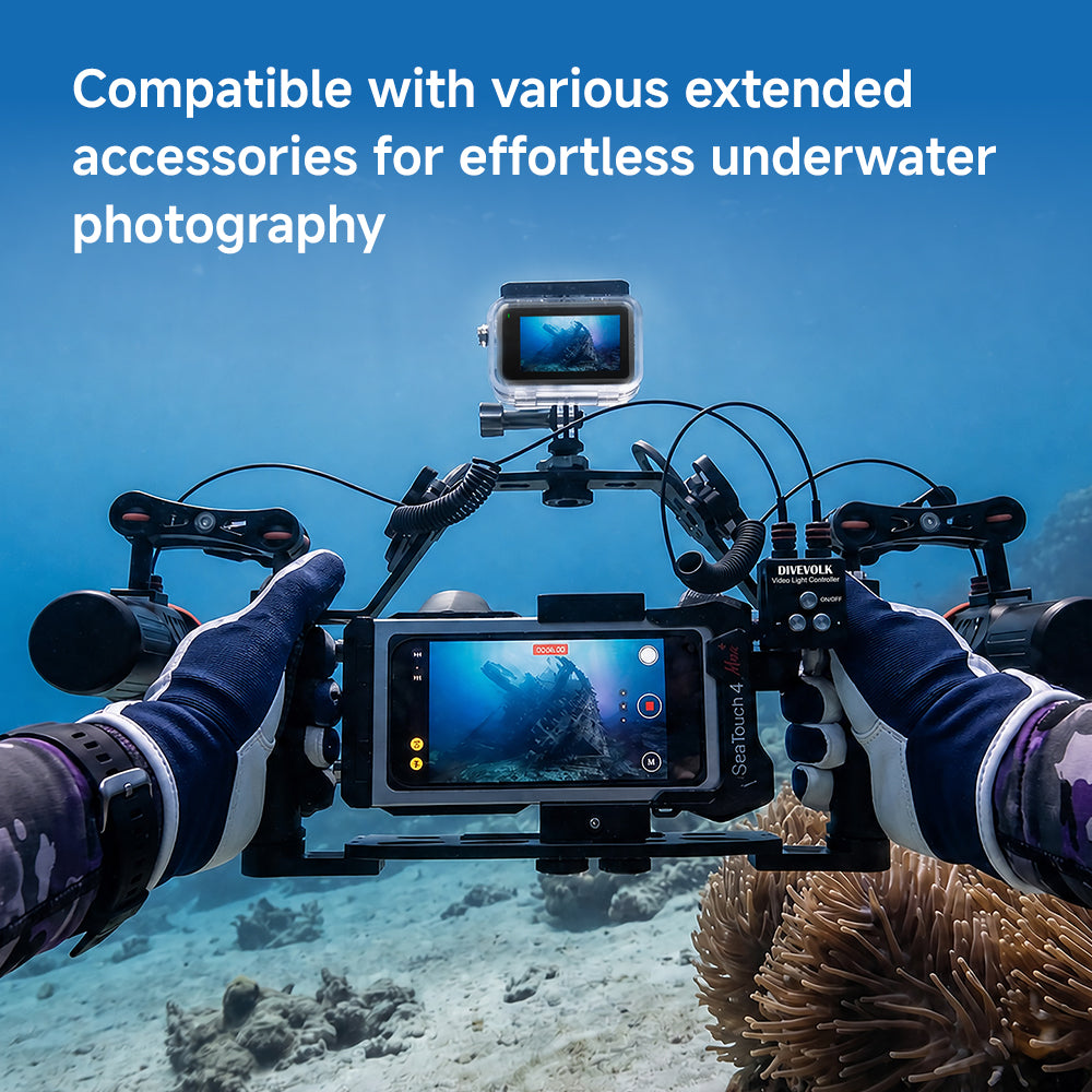 DIVEVOLK dual handle tray underwater shooting, stable dual grip rig for marine life photo & video
