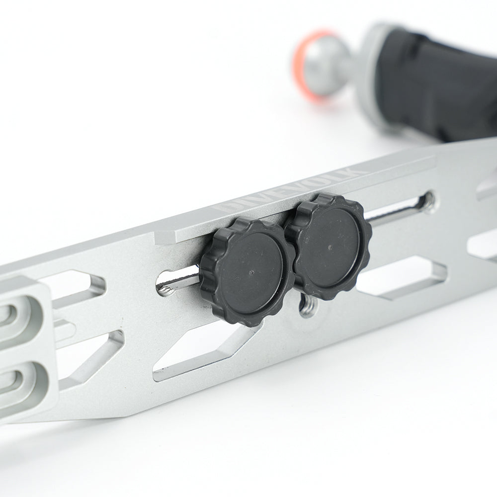 DIVEVOLK 双手柄托盘，适用于智能手机水下外壳、紧凑型相机外壳、运动相机、Gopro、DJI Action、Insta360