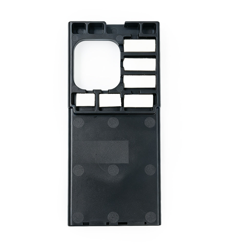 DIVEVOLK SeaTouch 6 PRO phone adapter insert — black plastic insert with camera cutout and multiple slots for desiccant pad placement, white background.