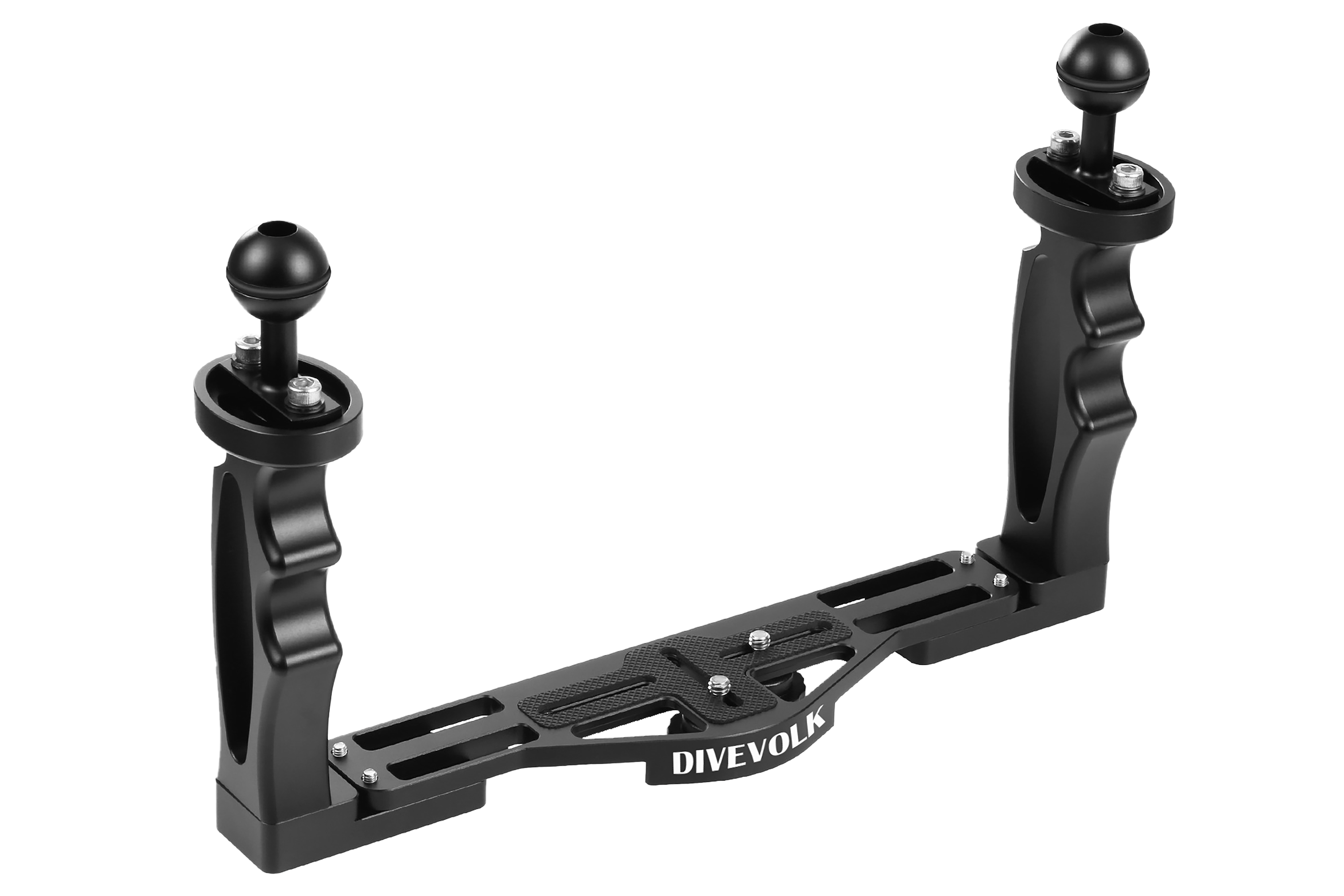 DIVEVOLK Dual Handle Tray for smartphone underwater housing, compact camera housing, action camera, Gopro, DJI Action, Insta360