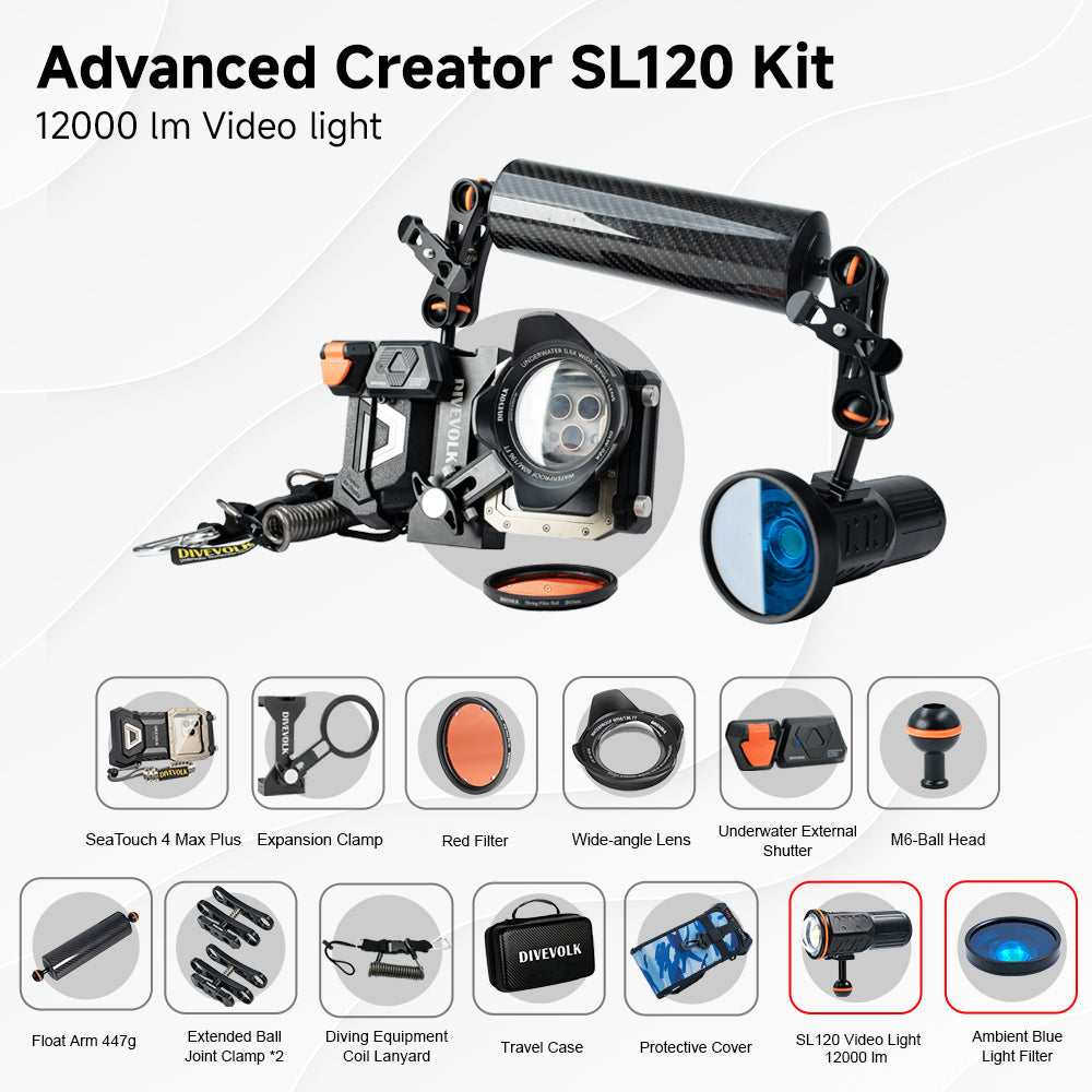 SeaTouch 4 Max Plus Advanced Creator SL120 Kit with underwater photography dive light and wet lens