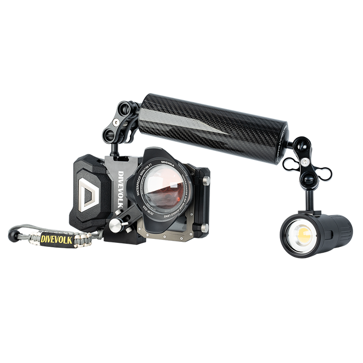 DIVEVOLK SeaTouch 4 MAX Advanced Creator Kit including Float Arm and 5000 Lumen dive light diving phone case