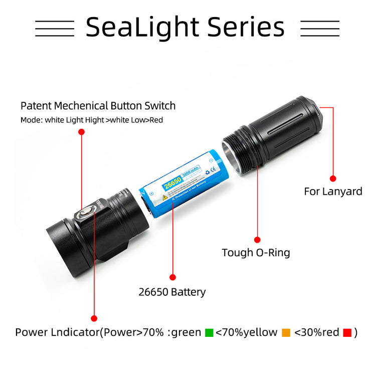 Scubalamp Lumière de plongée 2000 lumen PV22 pour la photographie sous-marine