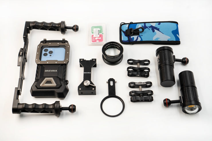 DIVEVOLK SeaTouch 4 MAX Underwater +15 Close-up Lens kit for iPhone 13 pro/12 pro max/13 pro max/14/14 PRO/14 MAX/14 PRO MAX