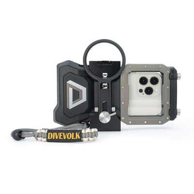 DIVEVOLK SeaTouch 4 MAX abrazadera de expansión y kit de filtro púrpura / carcasa de buceo para teléfono subacuático para iPhone 12PRO MAX, 13PRO/13PRO MAX