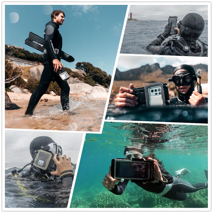 DIVEVOLK SeaTouch 4 MAX luz de mergulho 6000 lúmens Lente de conversão grande angular subaquática X0.6 kit para iPhone 13 pro/12 pro max/13 pro max